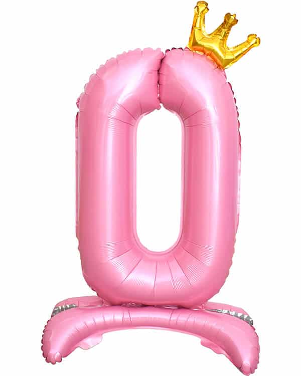 131250_Шар_(32_81_см)_Цифра_0_Золотая_корона_на_подставке_Розовый_1_шт_в_упак Цифра Золотая корона на подставке Розовый 81см — изображение 2